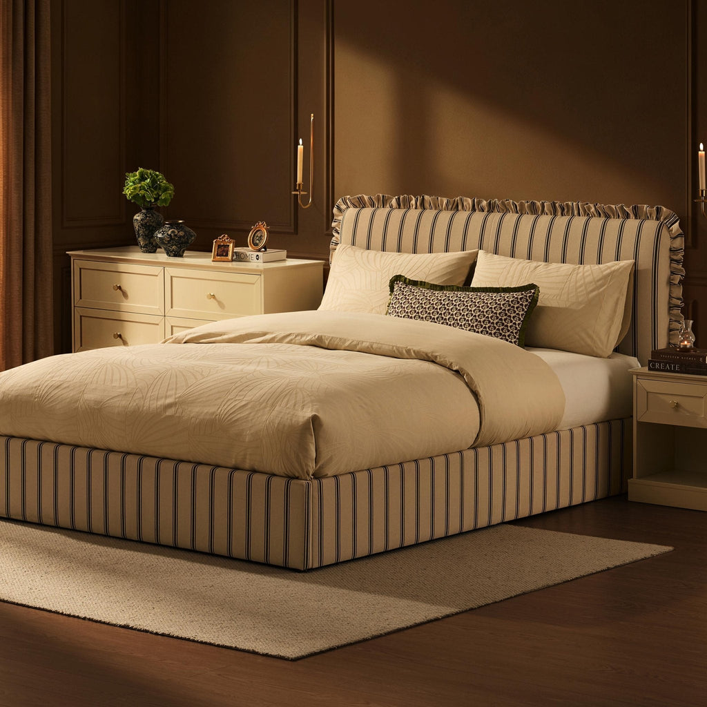 Dusklia - Riva Ottoman Storage Bed - Blue Stripe