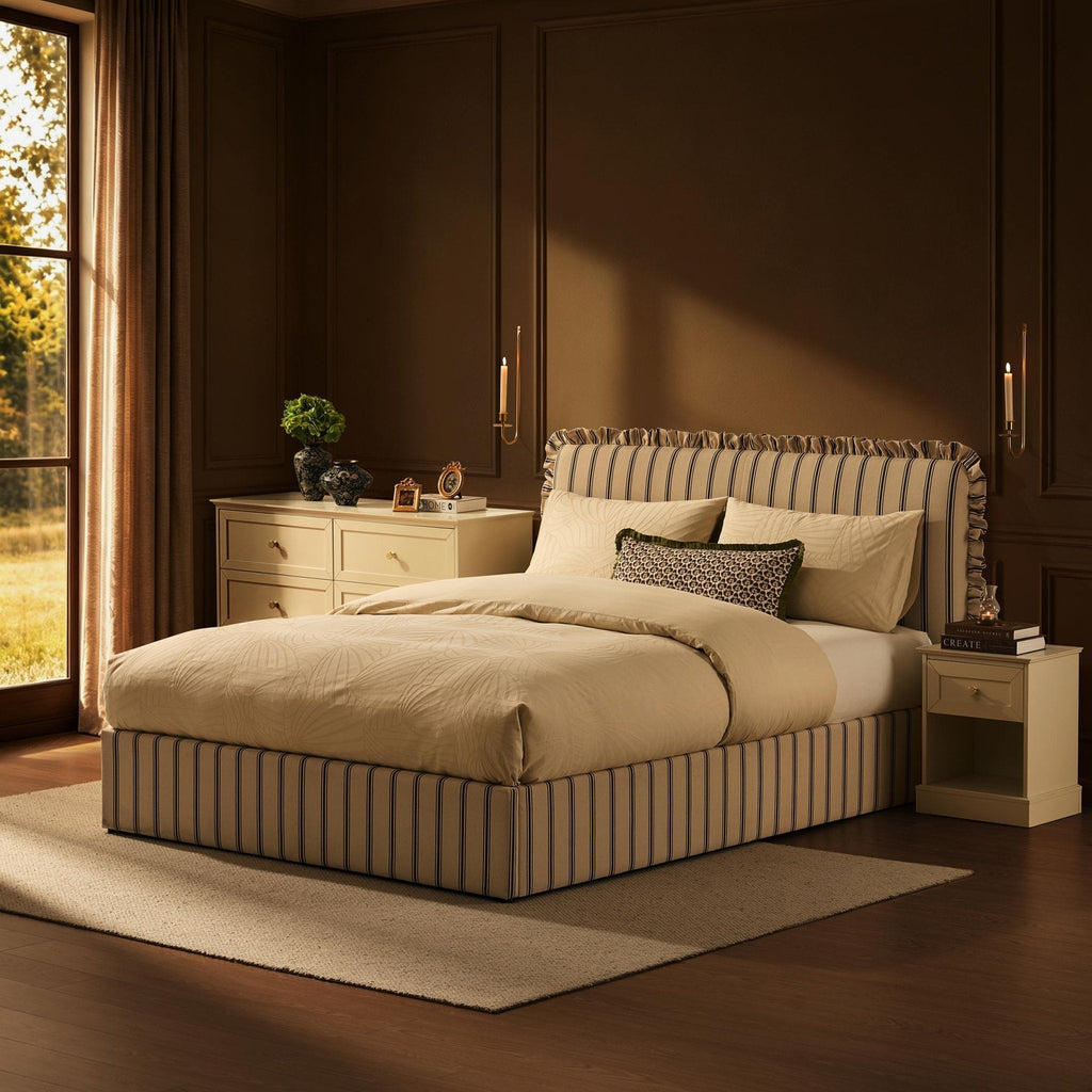 Dusklia - Riva Ottoman Storage Bed - Blue Stripe