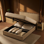 Dusklia - Riva Ottoman Storage Bed - Blue Stripe