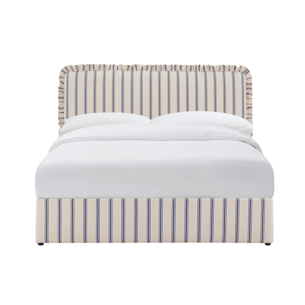 Dusklia - Riva Ottoman Storage Bed - Blue Stripe
