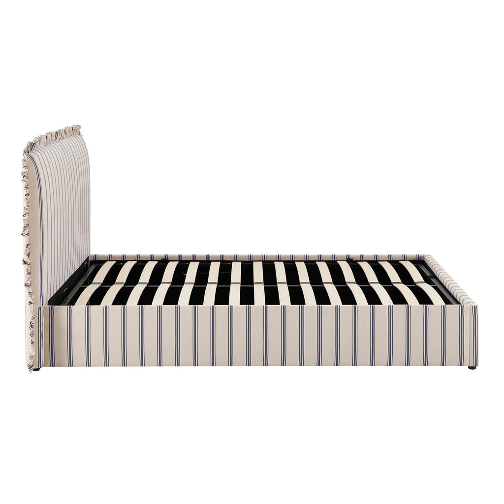 Dusklia - Riva Ottoman Storage Bed - Blue Stripe