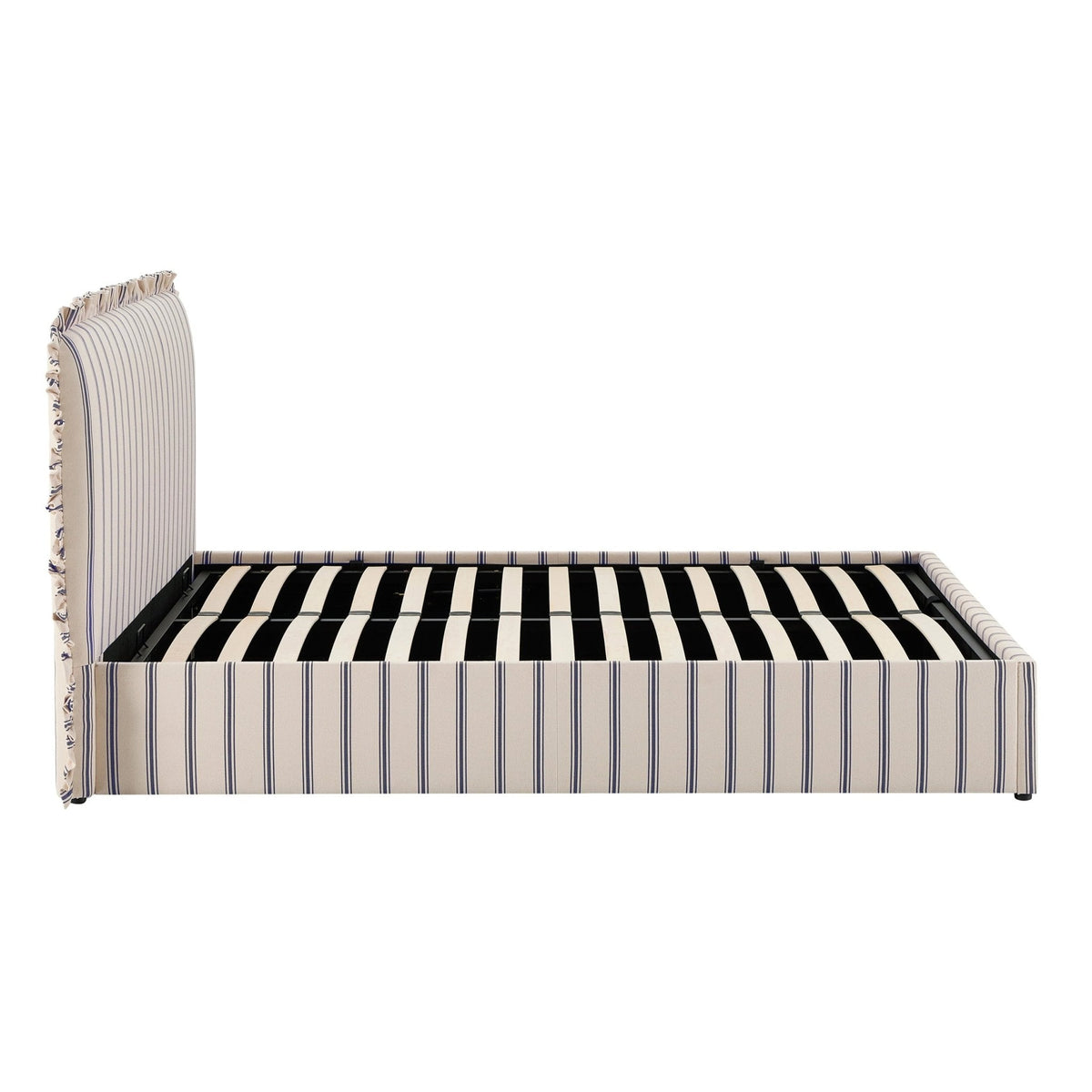 Dusklia - Riva Ottoman Storage Bed - Blue Stripe
