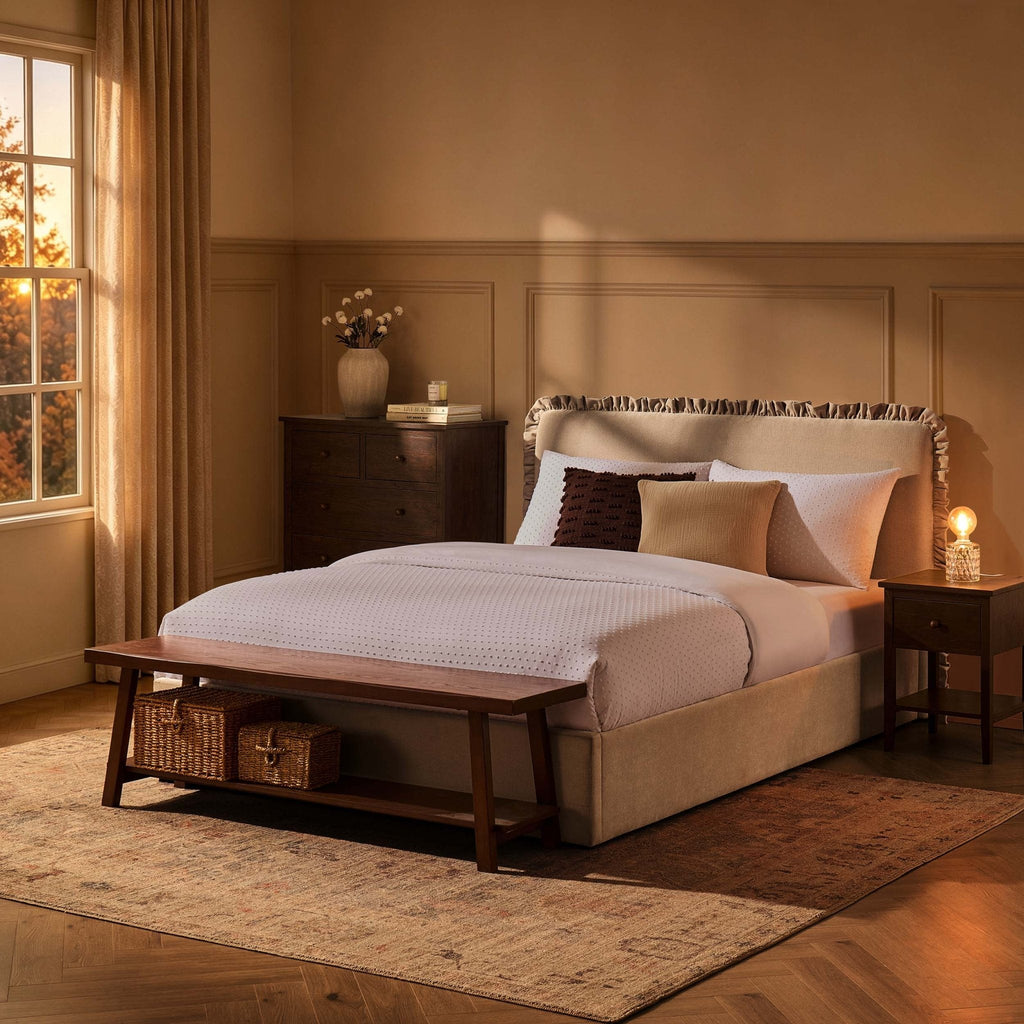 Dusklia - Riva Ottoman Storage Bed - Chenille Ivory