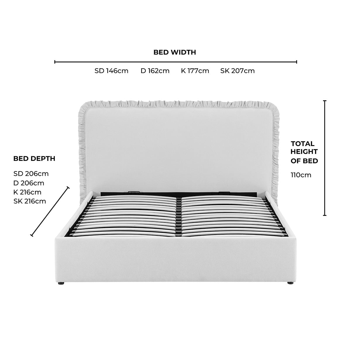 Dusklia - Riva Ottoman Storage Bed - Chenille Ivory