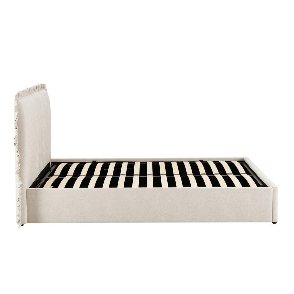 Dusklia - Riva Ottoman Storage Bed - Chenille Ivory