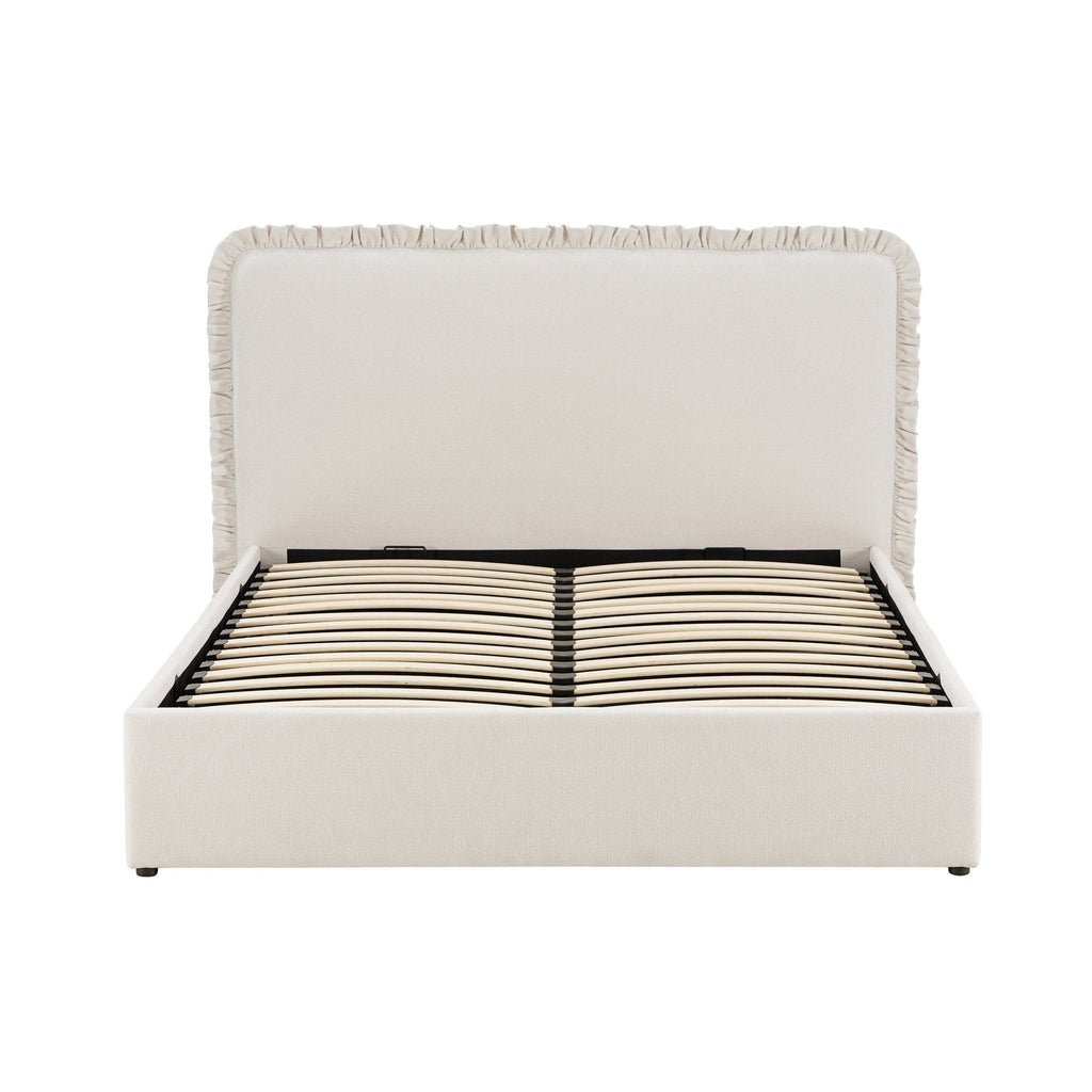 Dusklia - Riva Ottoman Storage Bed - Chenille Ivory