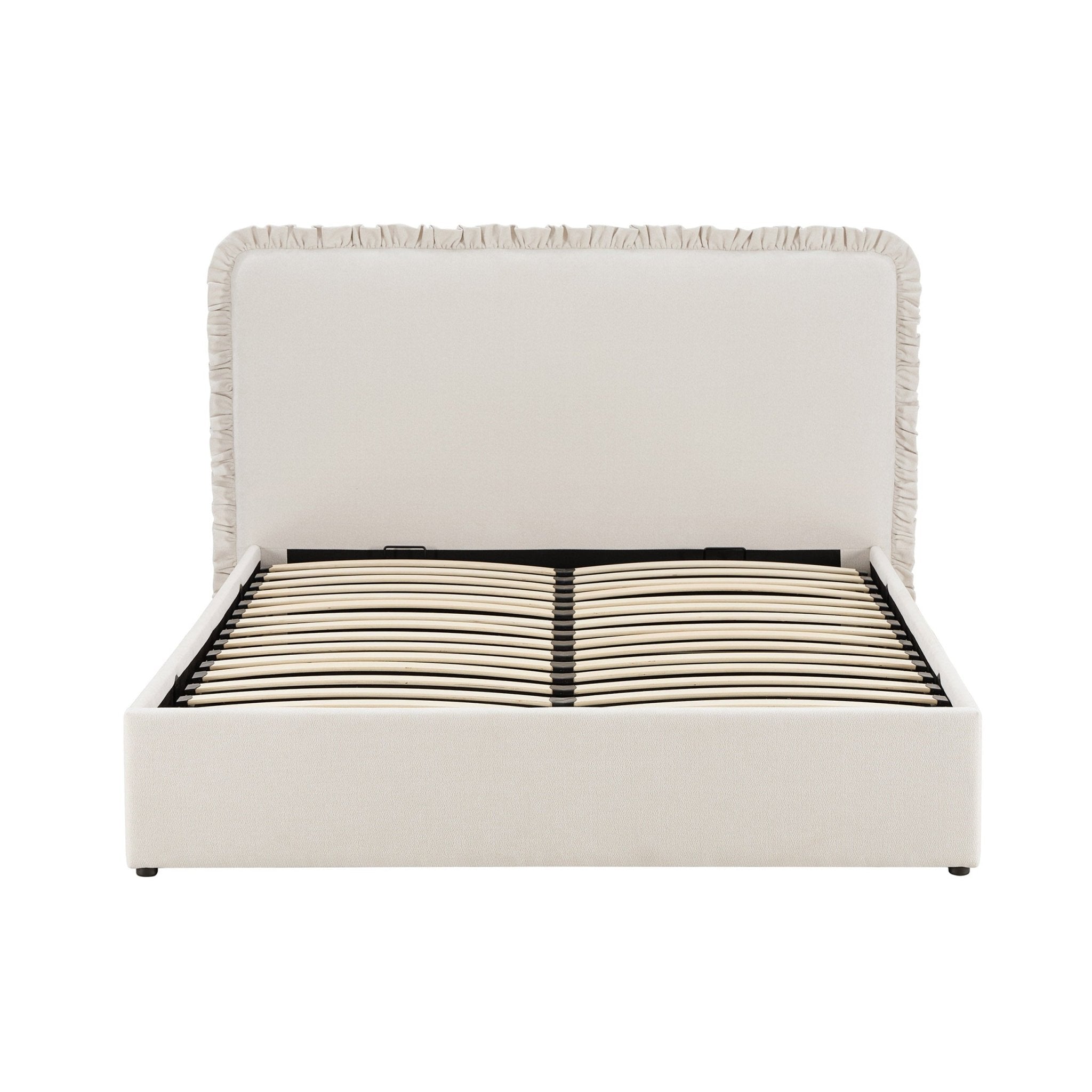 Dusklia - Riva Ottoman Storage Bed - Chenille Ivory