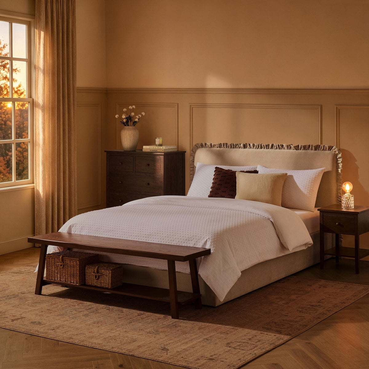 Dusklia - Riva Ottoman Storage Bed - Chenille Ivory