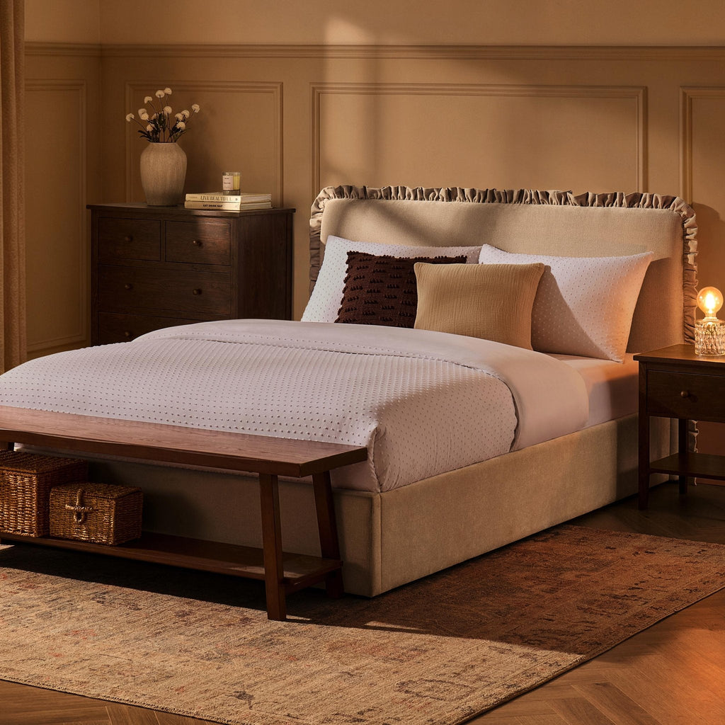 Dusklia - Riva Ottoman Storage Bed - Chenille Ivory