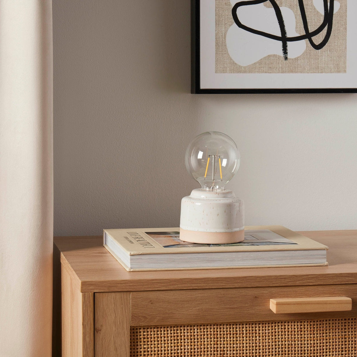 Dusklia - Robin Reactive Glaze Ceramic Bulb Table Lamp - Cream