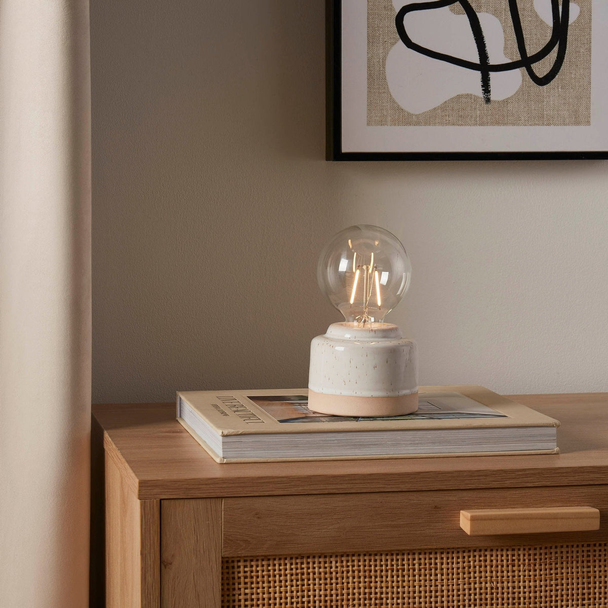 Dusklia - Robin Reactive Glaze Ceramic Bulb Table Lamp - Cream