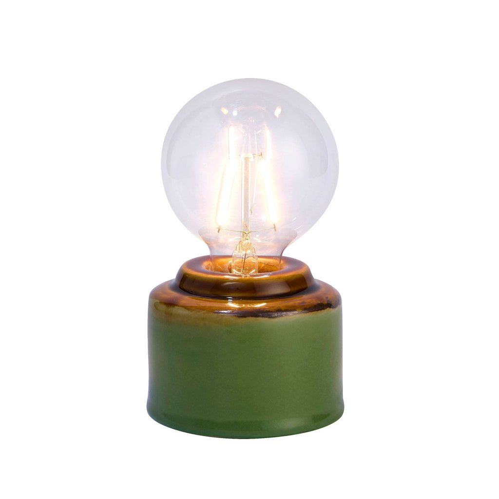 Dusklia - Robin Reactive Glaze Ceramic Bulb Table Lamp - Green/Brown
