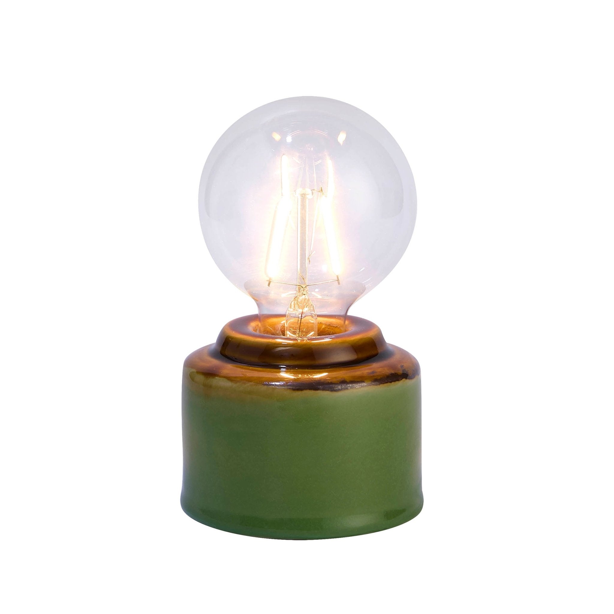 Dusklia - Robin Reactive Glaze Ceramic Bulb Table Lamp - Green/Brown