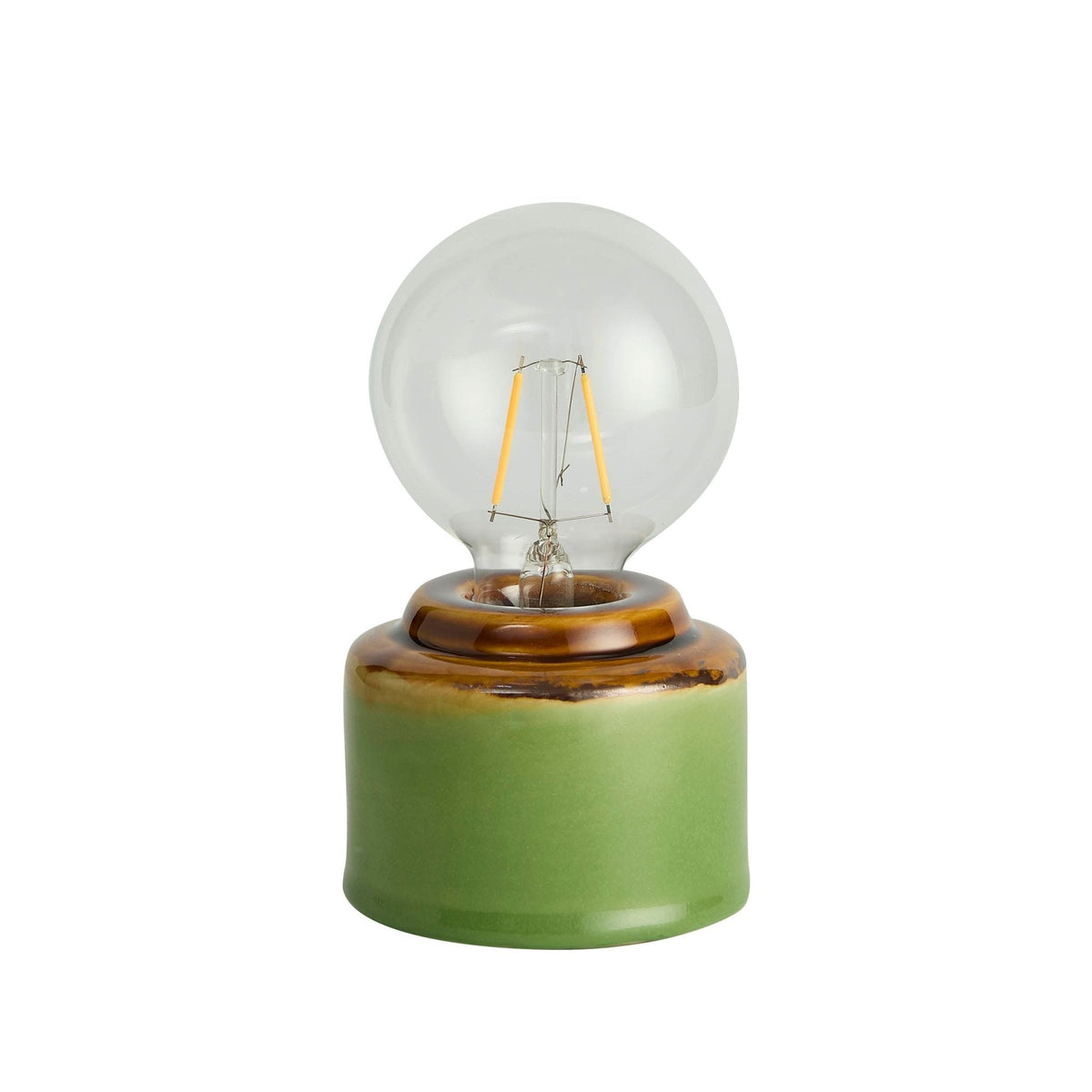 Dusklia - Robin Reactive Glaze Ceramic Bulb Table Lamp - Green/Brown