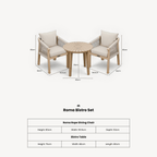 Dusklia - Roma Outdoor 2 Seater Round Bistro Table and Dining Chairs - Beige