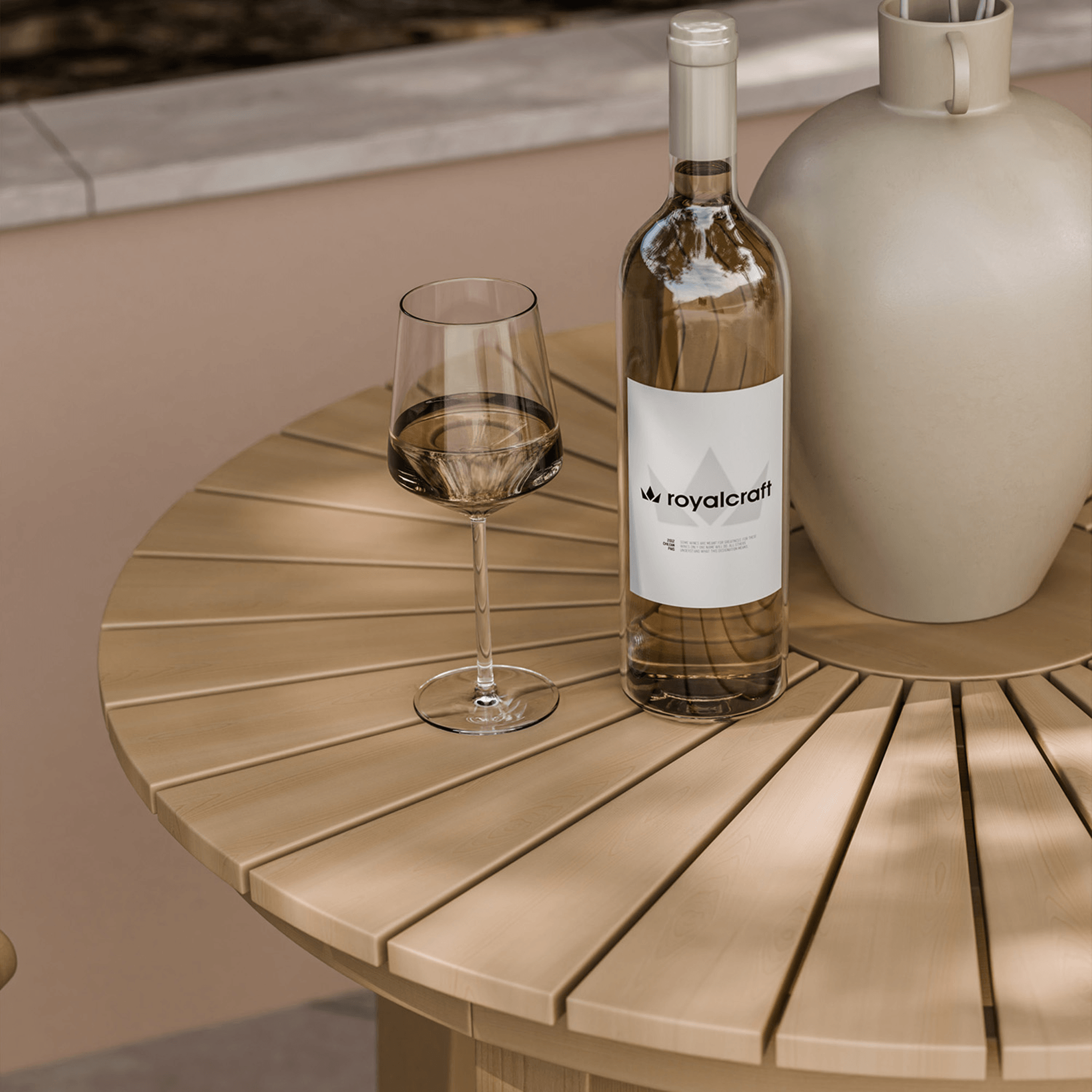 Dusklia - Roma Outdoor 2 Seater Round Bistro Table and Dining Chairs - Beige