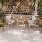 Dusklia - Roma Outdoor 2 Seater Round Bistro Table and Dining Chairs - Beige