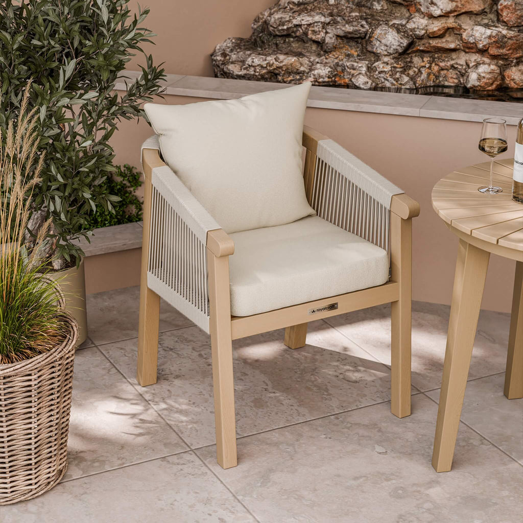 Dusklia - Roma Outdoor 2 Seater Round Bistro Table and Dining Chairs - Beige
