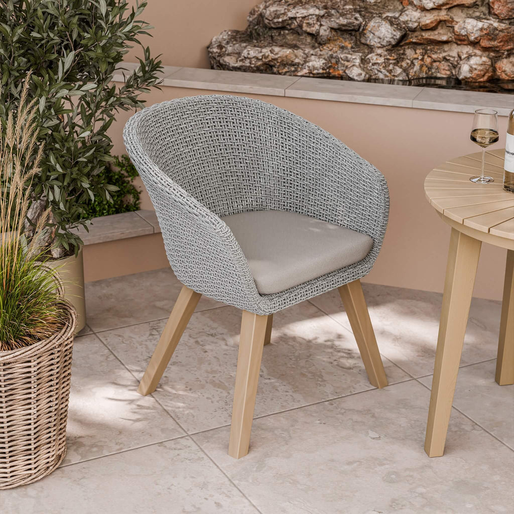 Dusklia - Roma Outdoor 2 Seater Round Bistro Table and Sol Dining Chairs - Beige
