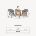 Dusklia - Roma Outdoor 2 Seater Round Bistro Table and Sol Dining Chairs - Beige