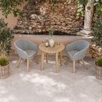 Dusklia - Roma Outdoor 2 Seater Round Bistro Table and Sol Dining Chairs - Beige