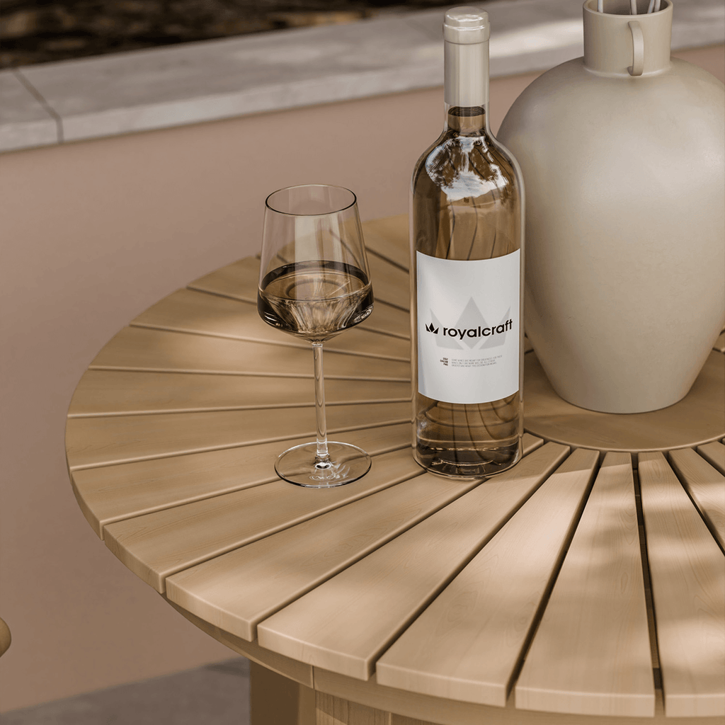 Dusklia - Roma Outdoor 2 Seater Round Bistro Table and Sol Dining Chairs - Beige
