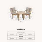 Dusklia - Roma Outdoor 2 Seater Round Bistro Table and Stacking Chairs - Beige