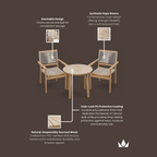 Dusklia - Roma Outdoor 2 Seater Round Bistro Table and Stacking Chairs - Beige