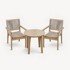 Dusklia - Roma Outdoor 2 Seater Round Bistro Table and Stacking Chairs - Beige