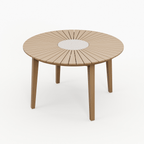 Dusklia - Roma Outdoor 4 Seater Round Dining Table and Stacking Chairs - Beige