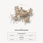 Dusklia - Roma Outdoor 4 Seater Round Dining Table and Stacking Chairs - Beige