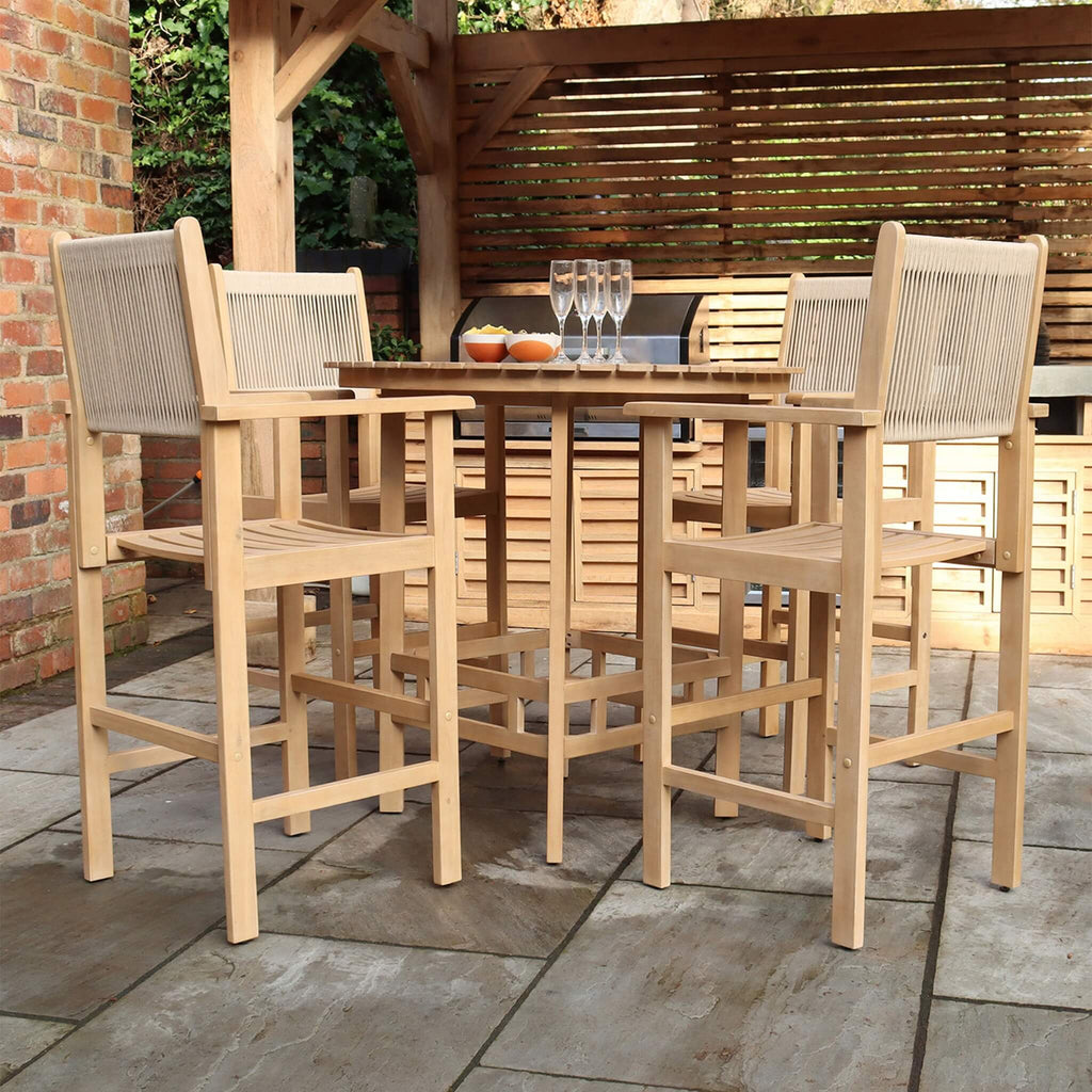 Dusklia - Roma Outdoor 4 Seater Round High Bar Table and Barstools - Beige