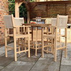 Dusklia - Roma Outdoor 4 Seater Round High Bar Table and Barstools - Beige
