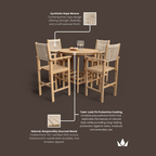 Dusklia - Roma Outdoor 4 Seater Round High Bar Table and Barstools - Beige