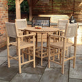 Dusklia - Roma Outdoor 4 Seater Round High Bar Table and Barstools - Beige