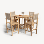 Dusklia - Roma Outdoor 4 Seater Round High Bar Table and Barstools - Beige