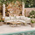 Dusklia - Roma Outdoor 5 Seater Corner Lounge Set with Coffee Table - Beige