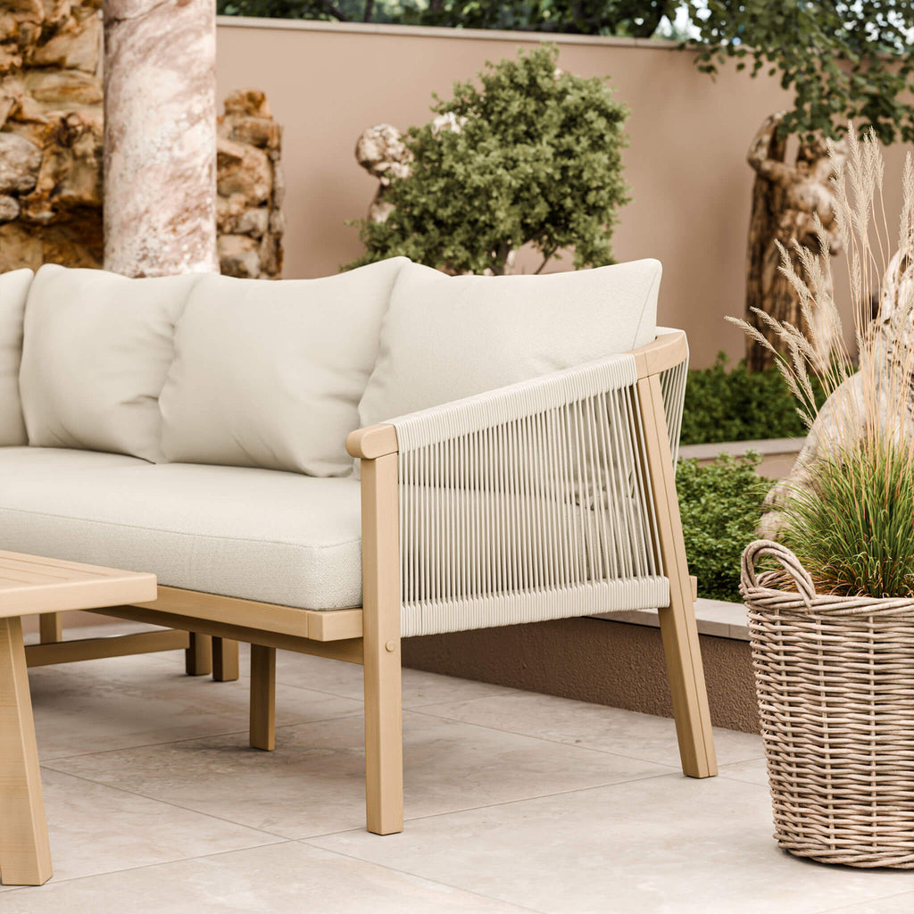 Dusklia - Roma Outdoor 5 Seater Corner Lounge Set with Coffee Table - Beige