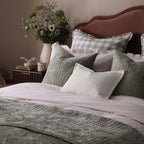 Dusklia - Rome Velvet Greek Matelasse Bedspread - Basil