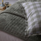 Dusklia - Rome Velvet Greek Matelasse Bedspread - Basil