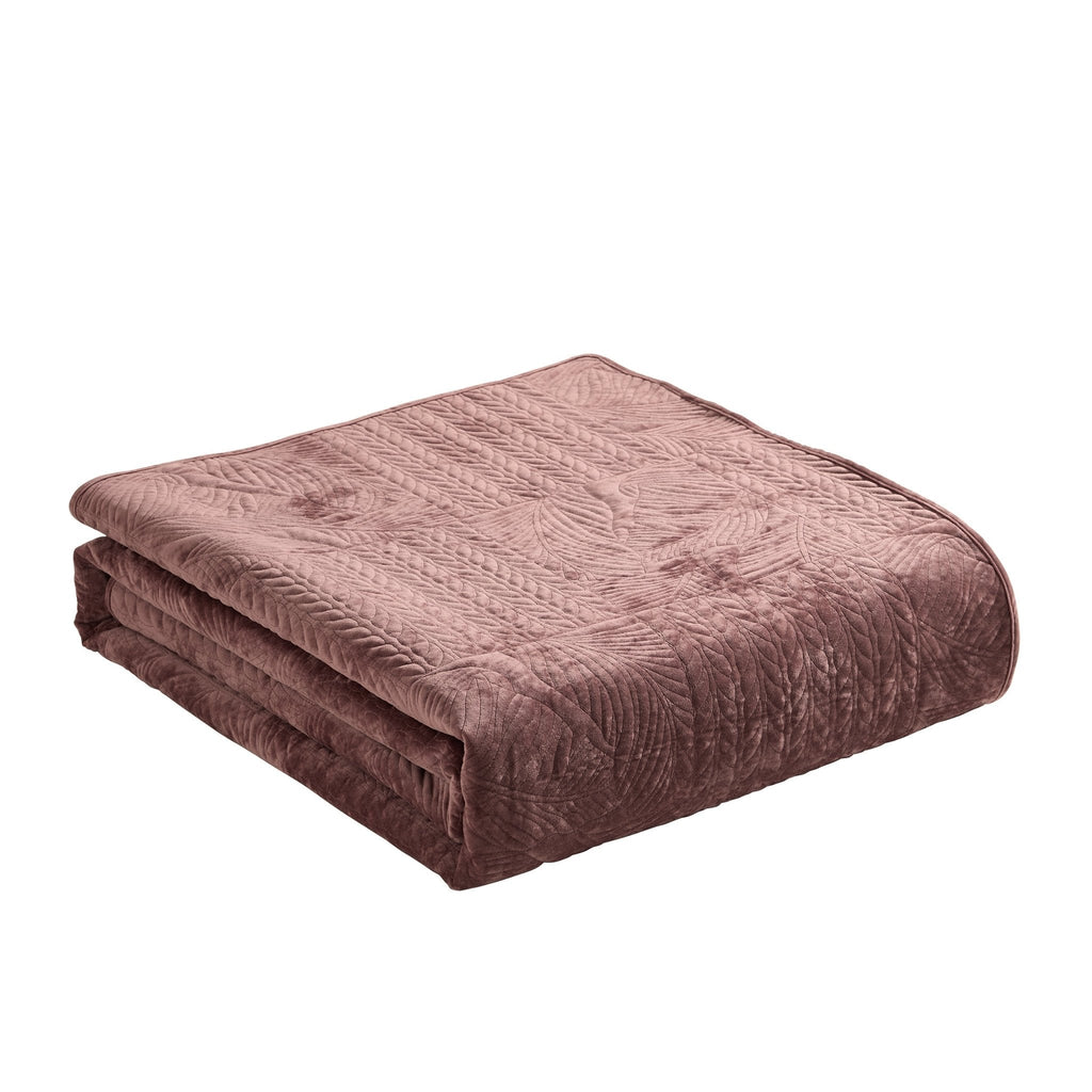 Dusklia - Rome Velvet Greek Matelasse Bedspread - Deep Pink