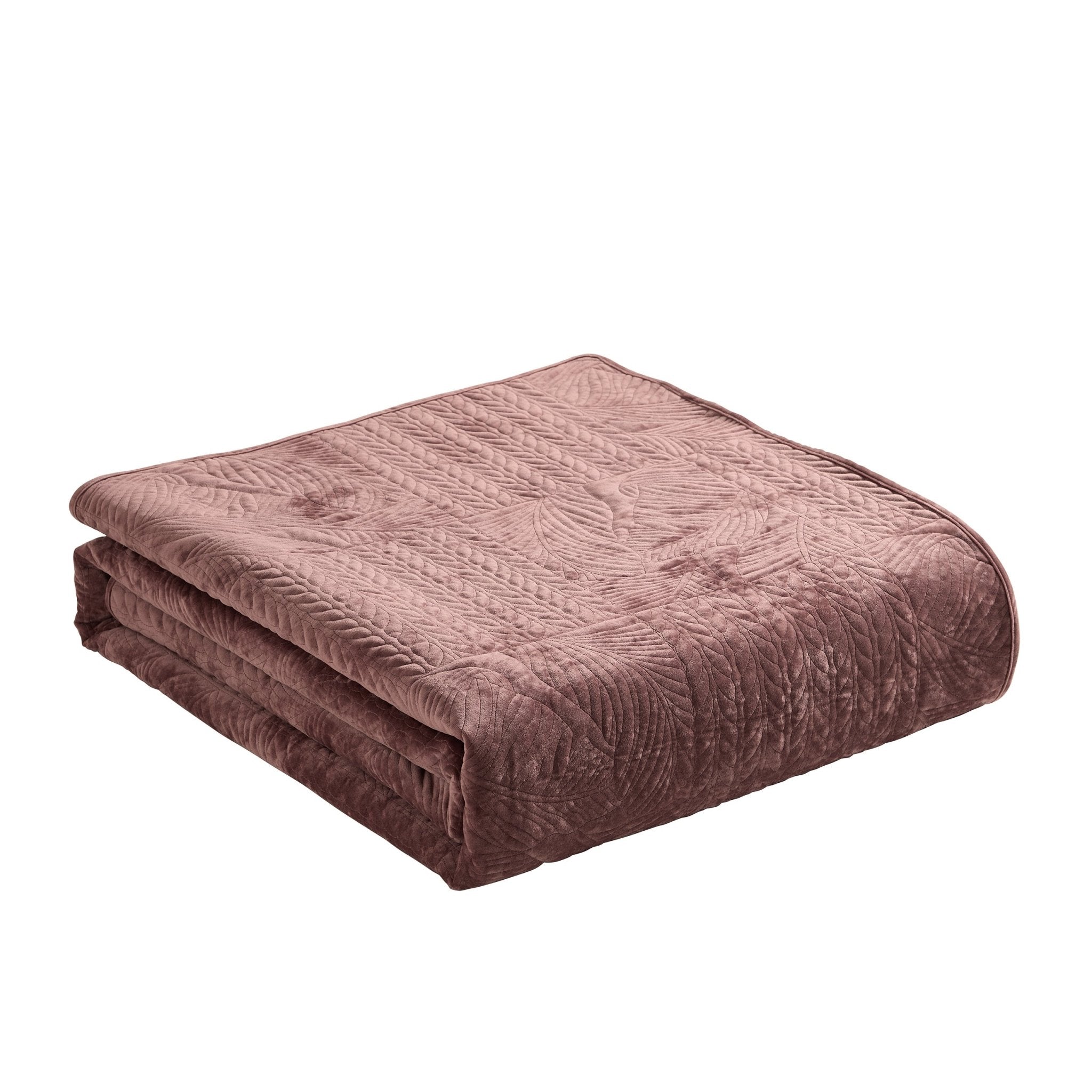 Dusklia - Rome Velvet Greek Matelasse Bedspread - Deep Pink