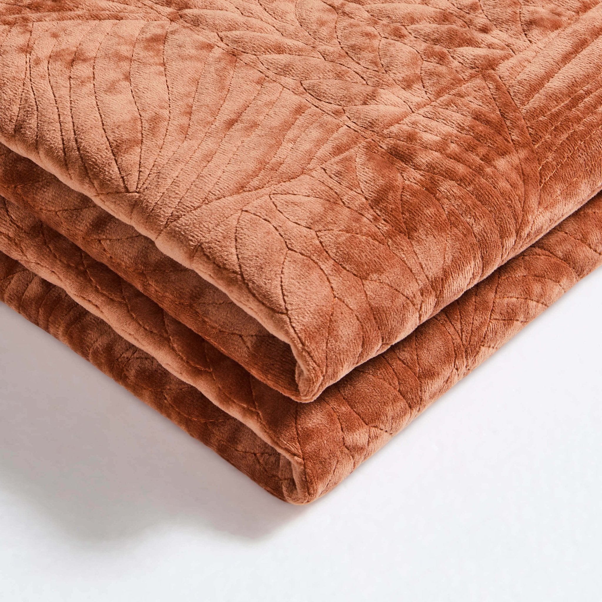 Dusklia - Rome Velvet Greek Matelasse Bedspread - Orange