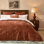 Dusklia - Rome Velvet Greek Matelasse Bedspread - Orange