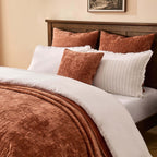 Dusklia - Rome Velvet Greek Matelasse Bedspread - Orange