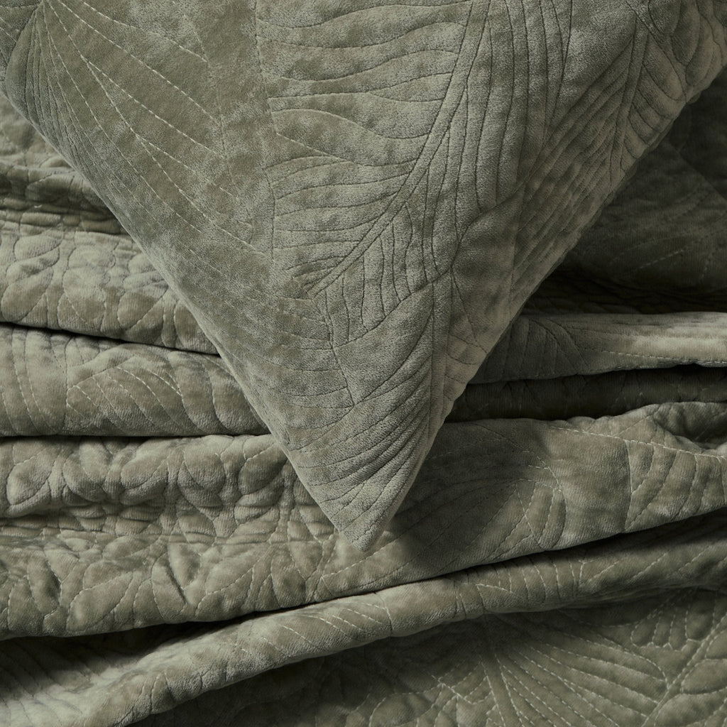 Dusklia - Rome Velvet Greek Matelasse Cushion Cover - Basil