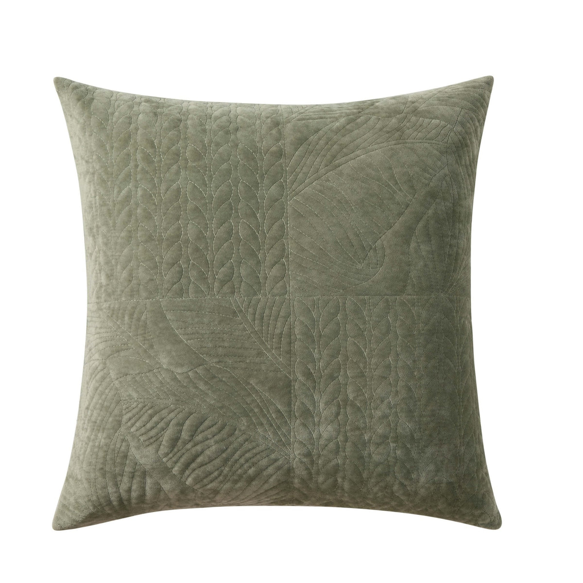 Dusklia - Rome Velvet Greek Matelasse Cushion Cover - Basil