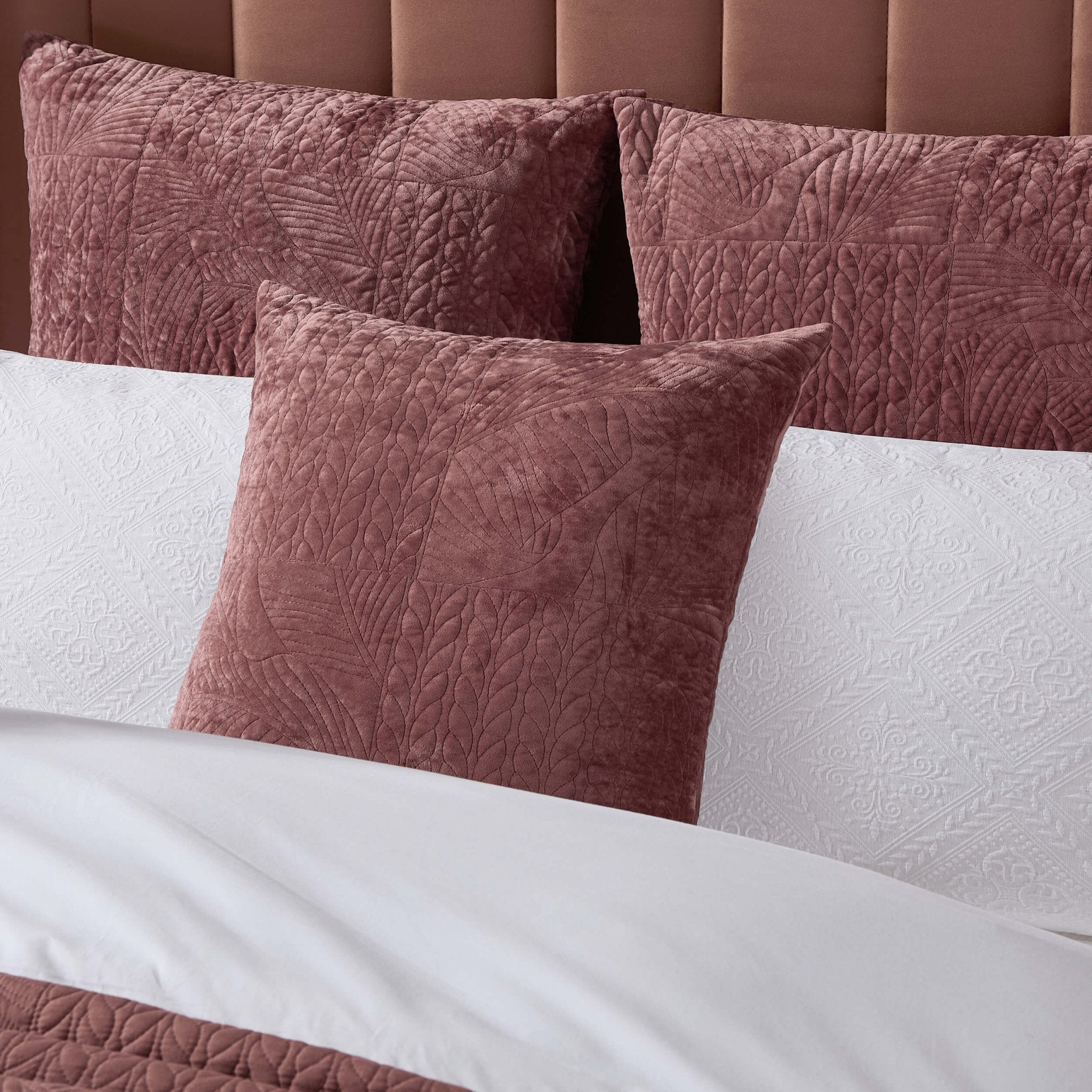 Dusklia - Rome Velvet Greek Matelasse Cushion Cover - Deep Pink