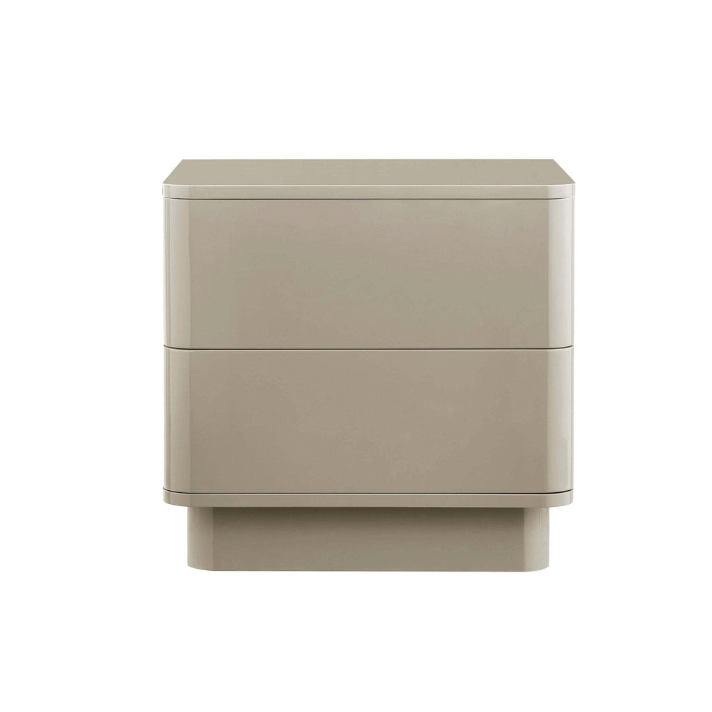 Dusklia - Romilly High Gloss 2 Drawer Bedside Table - Taupe