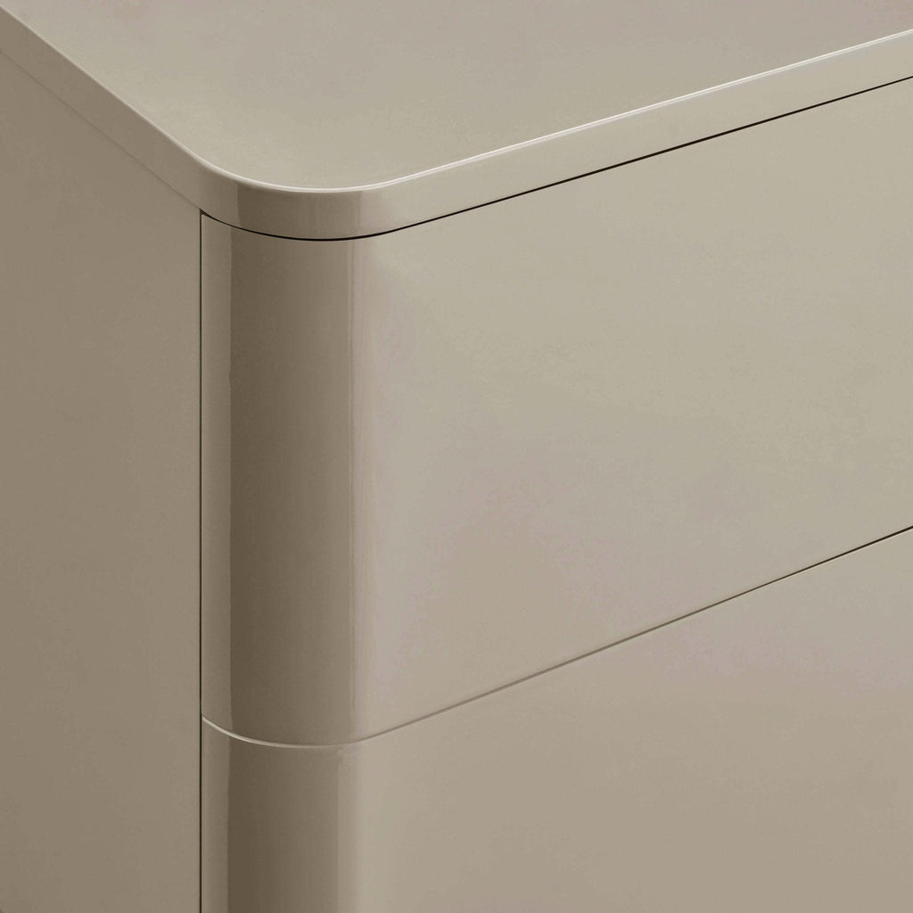 Dusklia - Romilly High Gloss 2 Drawer Bedside Table - Taupe